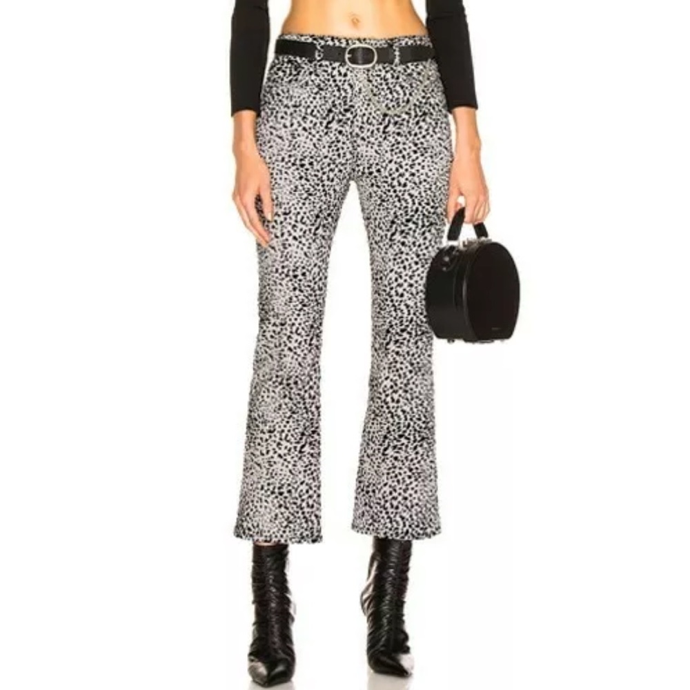 rag & bone Hana Jeans Grey Cheetah NWT Size 24 Animal Print Denim